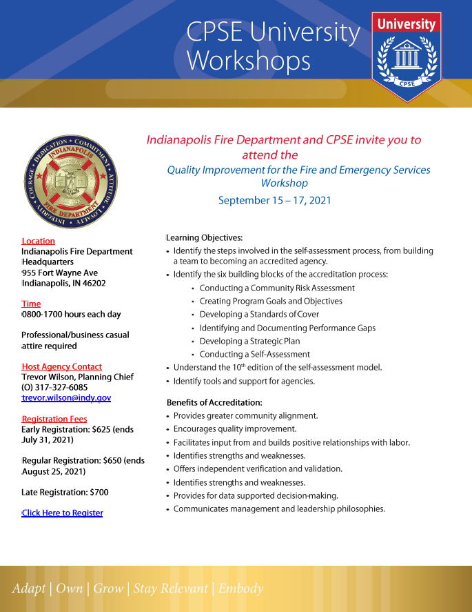 Upcoming Classes - Indiana Fire Chiefs Association